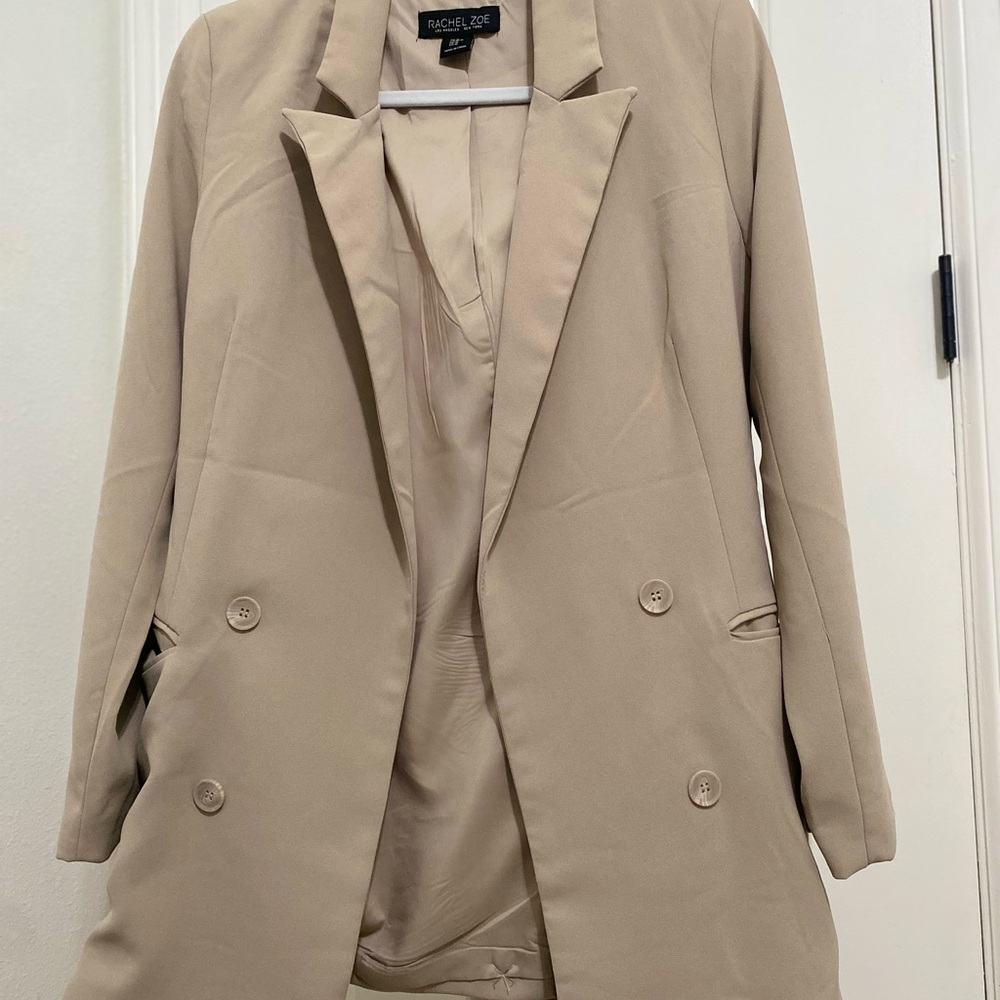 Rachel Zoe Beige Double-Breasted Blazer